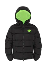 SYNA DOUBLE PUFFER JACKET BLACK / NEON GREEN
