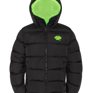 SYNA DOUBLE PUFFER JACKET BLACK / NEON GREEN