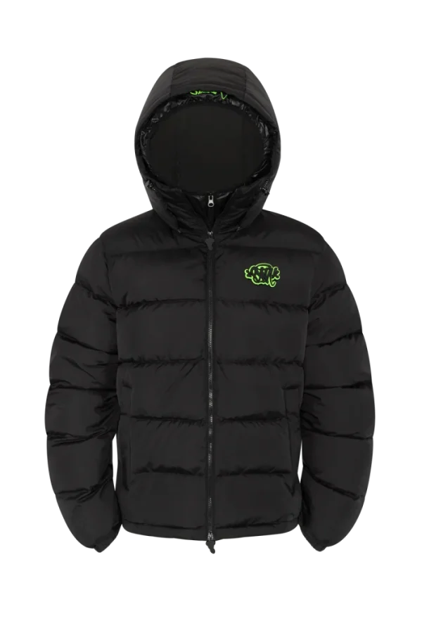 SYNA DOUBLE PUFFER JACKET BLACK / NEON GREEN