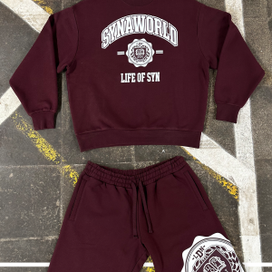 VARSITY CREW SHORT SET – BURGUNDY